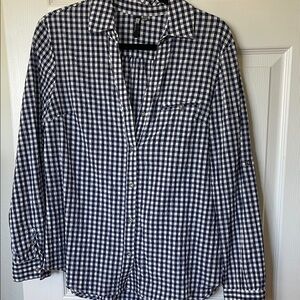 Blue and White Checkered Button-Up Shirt